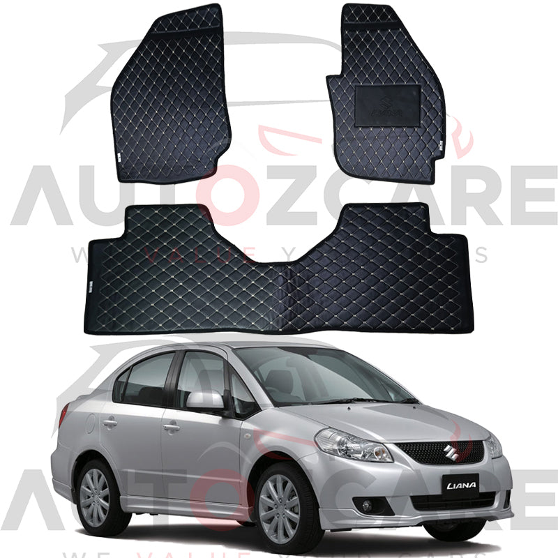 Suzuki Liana Floor Mats ( Flat Style ) - Model 2006-2014 Liana Best Floor Mats | Liana 7D | Liana Mat | Mix Thread