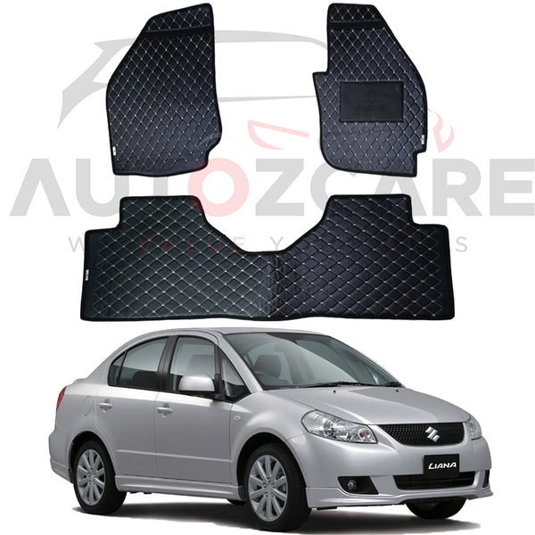 Suzuki Liana Floor Mats ( Flat Style ) - Model 2006-2014 Liana Best Floor Mats | Liana 7D | Liana Mat | Mix Thread