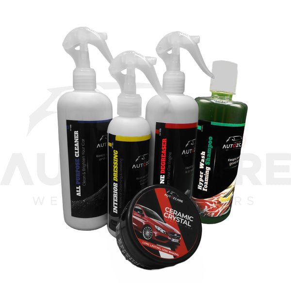 AutozCare Ceramic Crystal Coating Wax with Interior Dressing, All Purpose Cleaner, Engine Degreaser and Shampoo (Pack Of 5) - AutozCare Pakistan