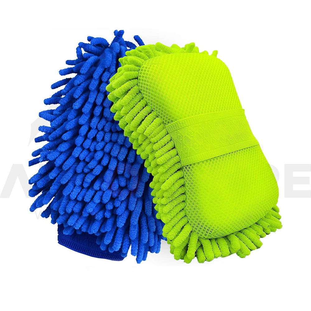AutozCare Microfiber Wash Sponge Pad & Wash Mitt Glove (Pack of 2) - AutozCare Pakistan