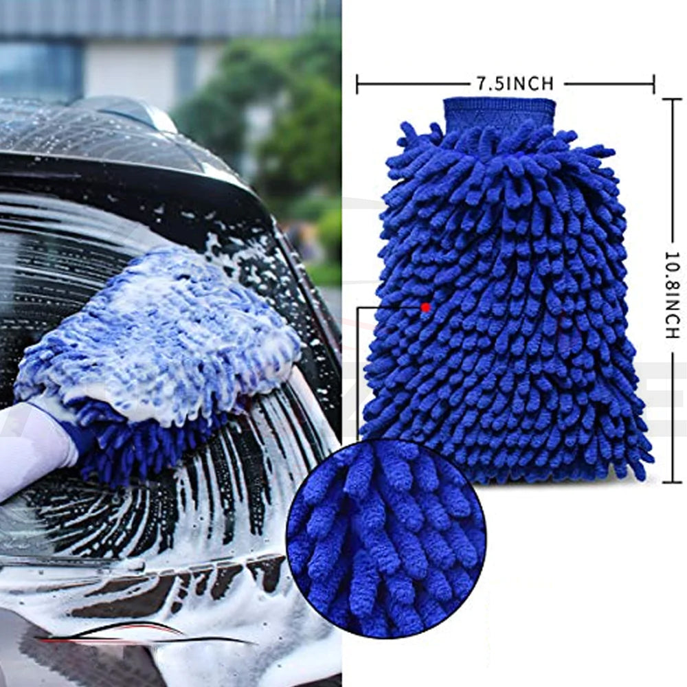 AutozCare Microfiber Wash Sponge Pad & Wash Mitt Glove (Pack of 2)