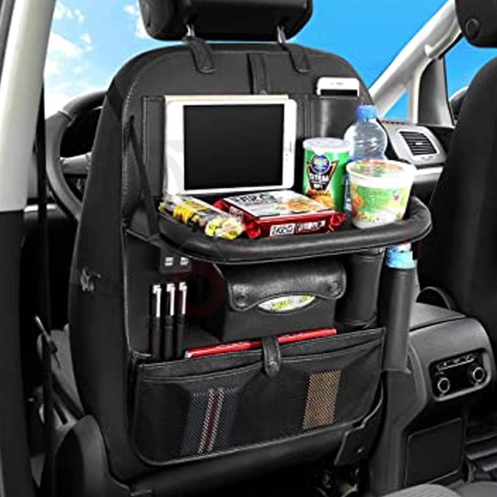 Car Back Seat Organizer with Foldable Tray Dining Tablet Holder