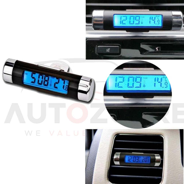 Digital Car Clock Thermometer Voltmeter LED Display | Digital Car Air Vent Thermometer